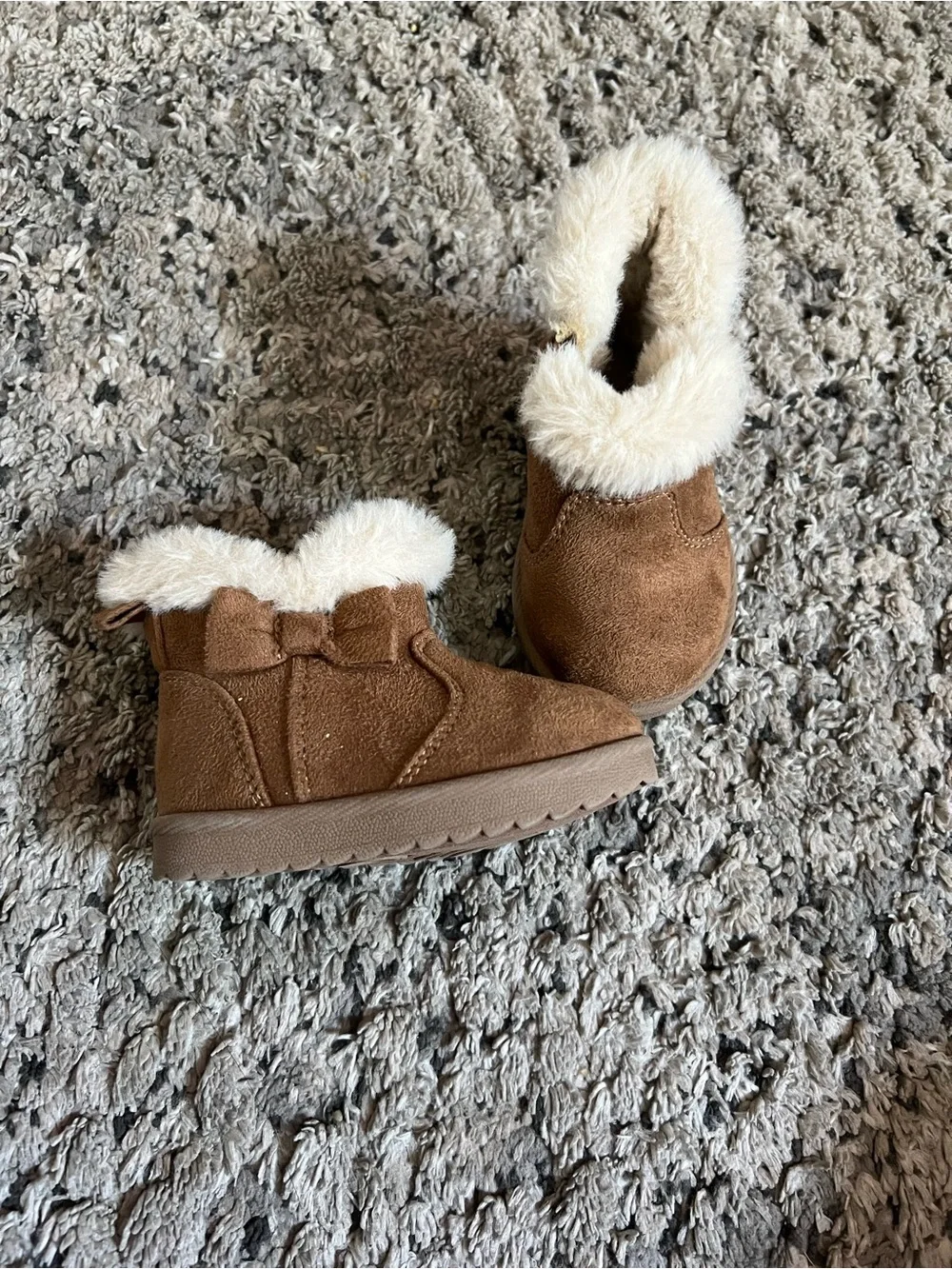 Children's Cozy Faux-Fur Lined Brown Booties